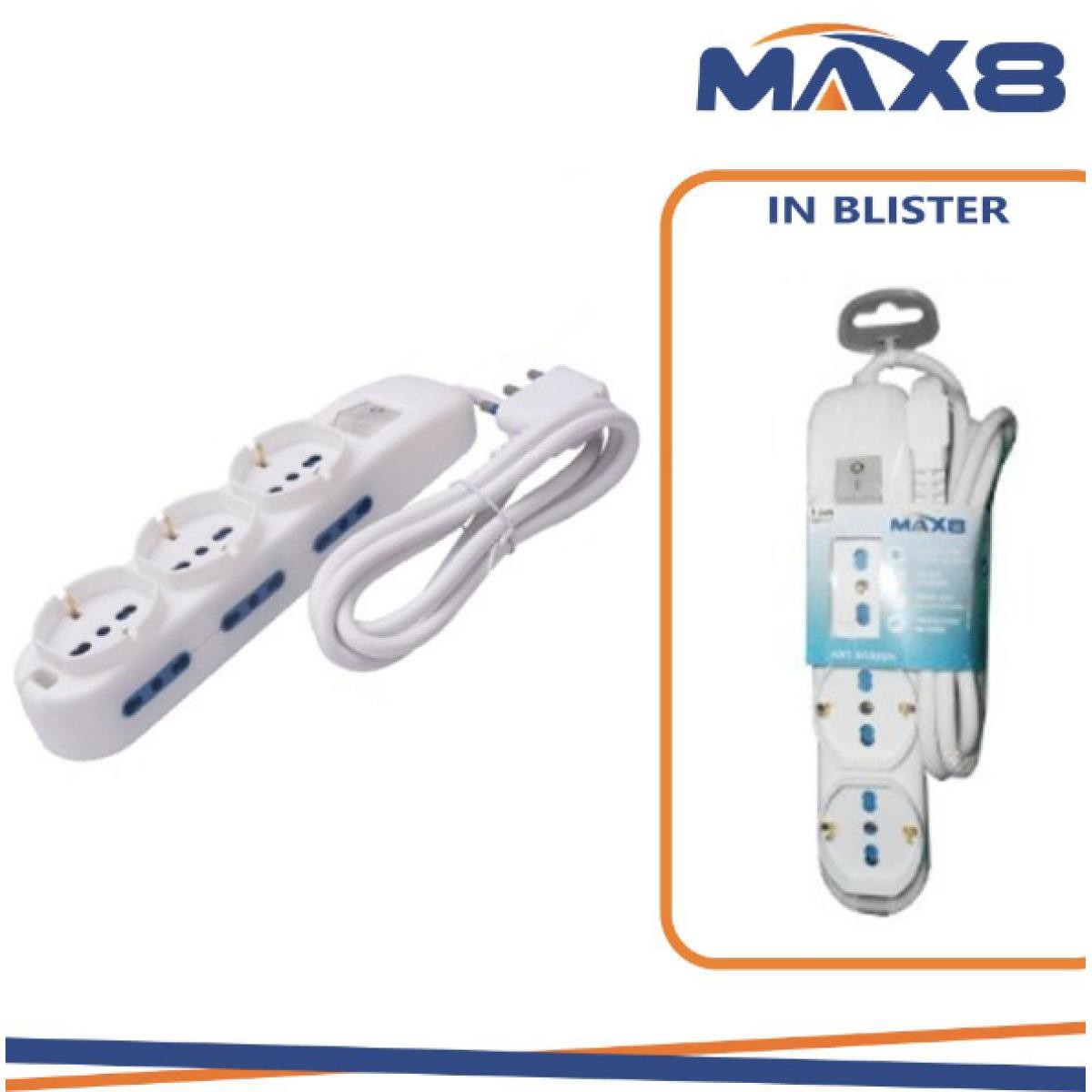 MAX8 Multipresa 4 univ 6 bip 10/16a int.lum. cavo 1.5m bianca imq