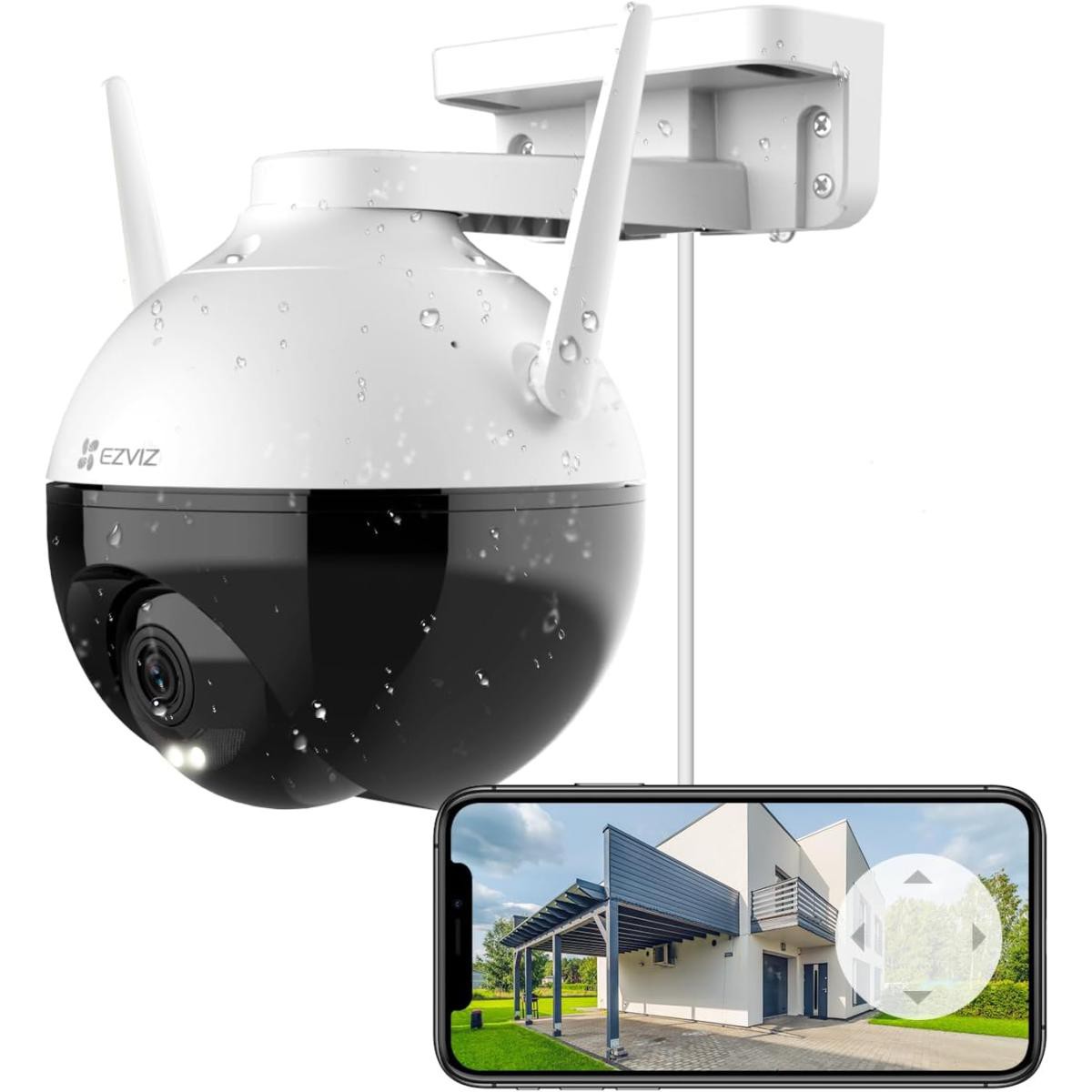 C8C Telecamera Wi-Fi Esterno 1080p, Telecamera motorizzata per esterni 2.4GHZ+ETH AI MICRO SD