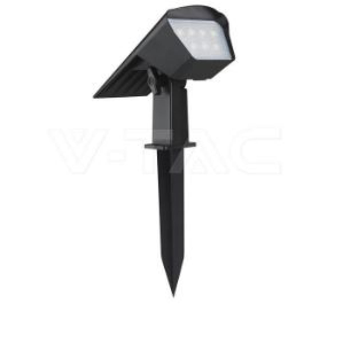 V-TAC Faretto led da giardino con pannello solare da terra/parete colore nero 1.3w cct ip65
