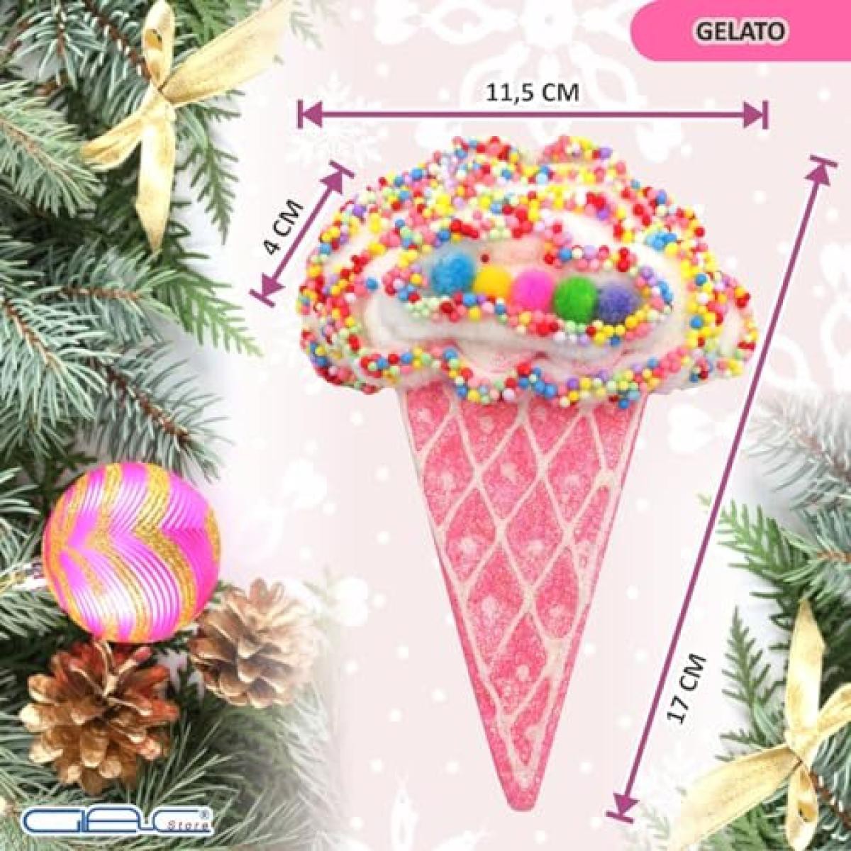 Decorazione da appendere all’albero di Natale a forma di Gelato Rosa