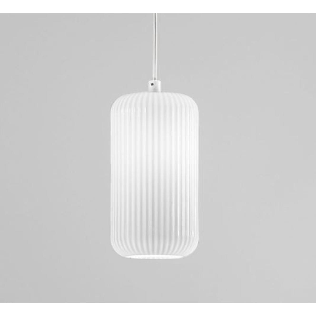 GEA LUCE Vetro soffiato con decorazione a coste verticali di diametro 15cm.Lampadina non inclusa.Finitura verde trasparente