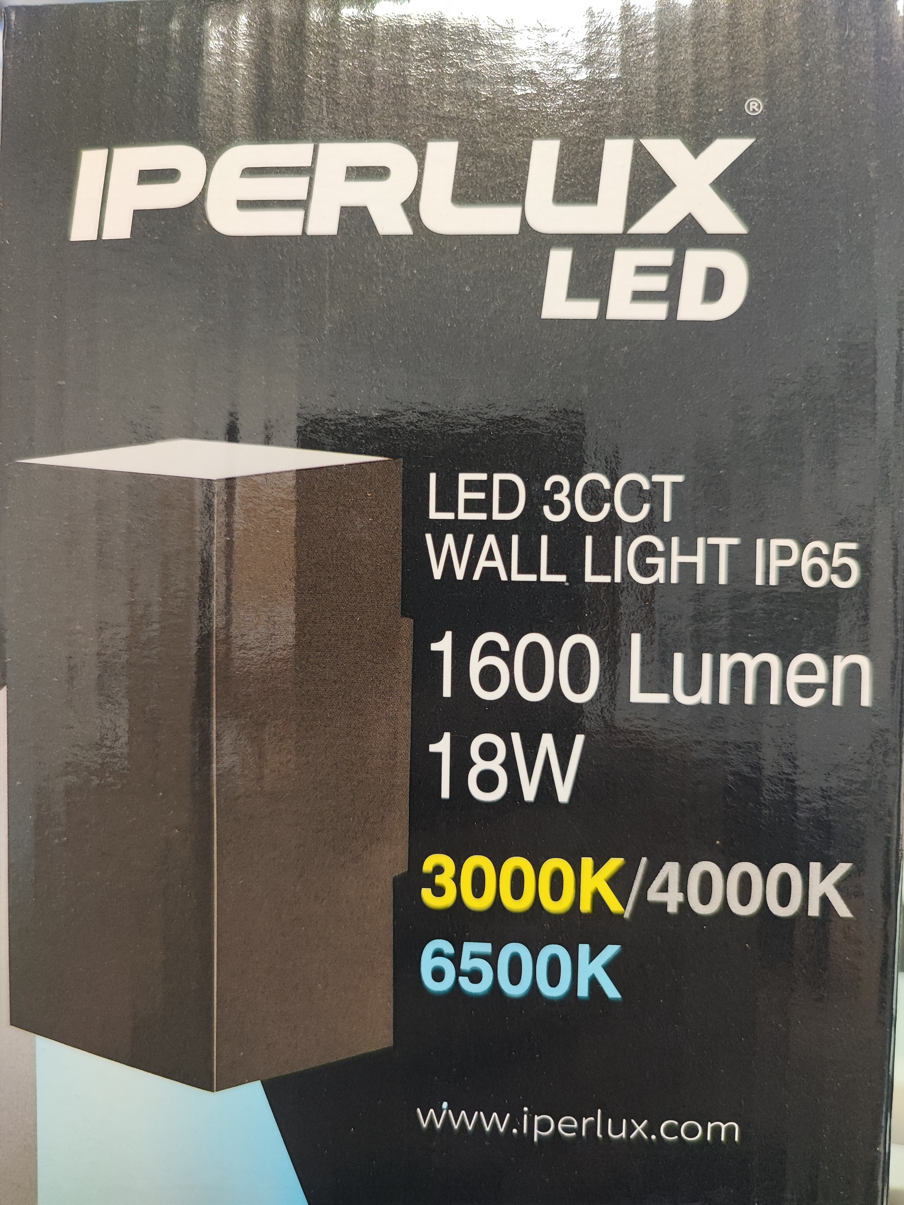 IPERLUX LED APPLIQUE IP65 QUADRATA NERA 18W 3CCT 1600LM