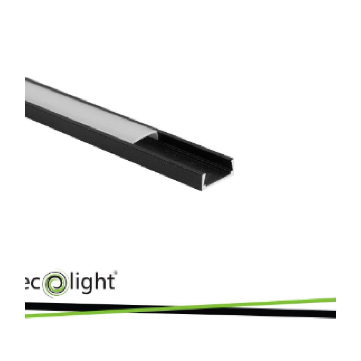 ECOLIGTH  Profilo n02, a plafone, paralume nero + satinato, 2mt