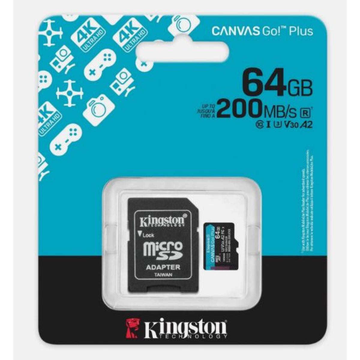 KINGSTON MICRO SD 64GB CL10 CANVAS GO PLUS SDCG4/64GB