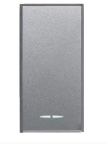 AVE Pulsante tasto con gemma Allumia S44 colore Grigio Tech 10A illuminabile finitura lucida 1 Mod