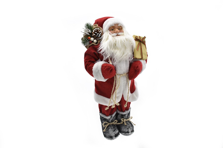 Babbo Natale Rosso Pacchetto Oro 60 cm