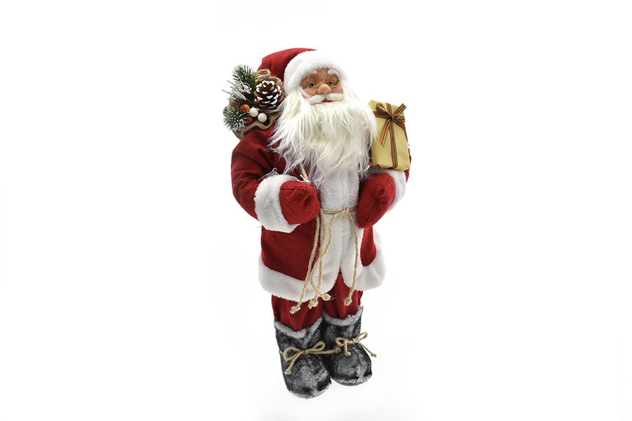 Babbo Natale Rosso Pacchetto Oro 80 cm