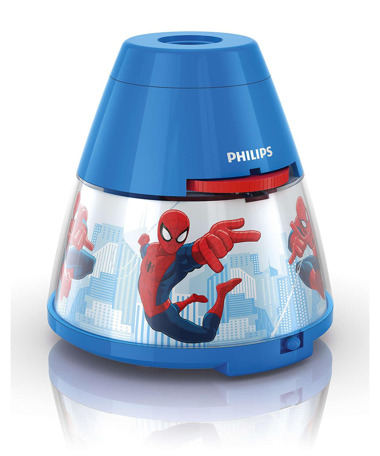 PHILIPS Marvel Luce notturna e proiettore 2 in 1 Spider-Man Blu LED