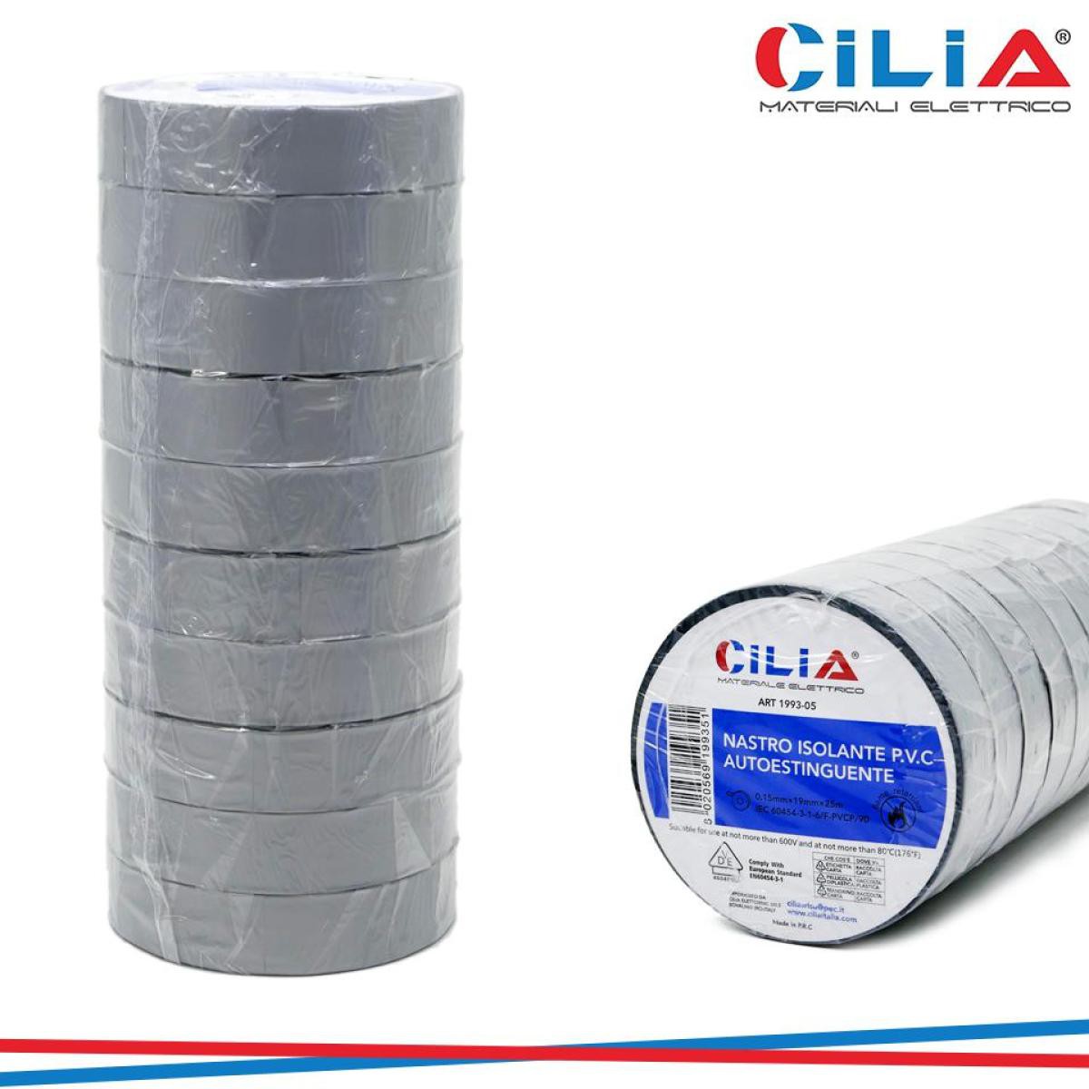 CILIA Nastro isolante p.v.c. grigio 19mmx25mt 