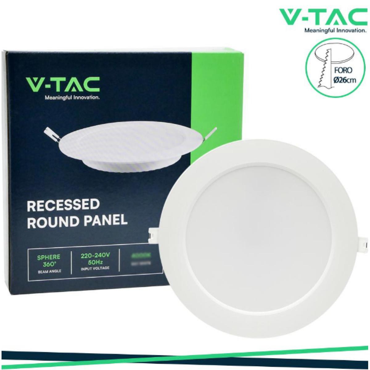 V-TAC PANNELLO AD INCASSO 24w led backlit mini pannello rotondo 3000k 