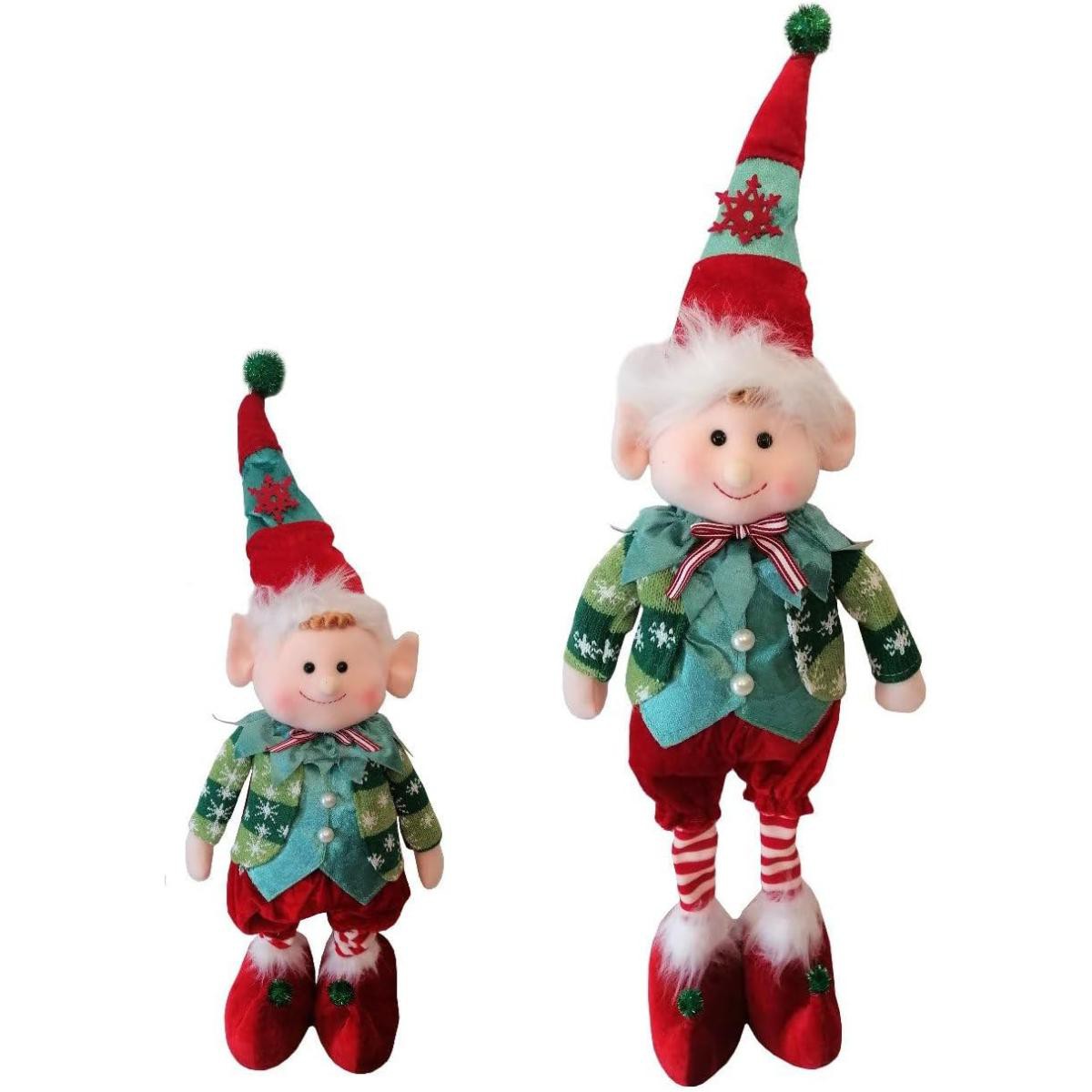 Gnomo Natalizio Decorazione Unica per l'Albero di Natale Elfo Boy Allungabile 97 cm