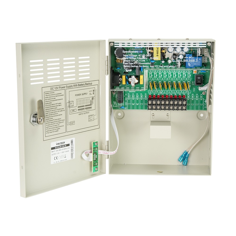 Box Alimentatore Stabilizzato Centralizzato Vultech VS-CS1209-10A-BK 9 uscite