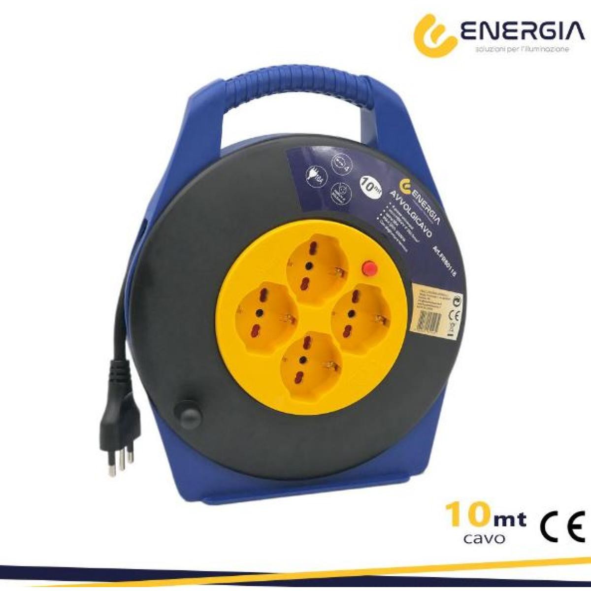 MULTIPRESA Avvolgicavo 4 prese univ. spina 16a cavo 3x1,5mm 10mt