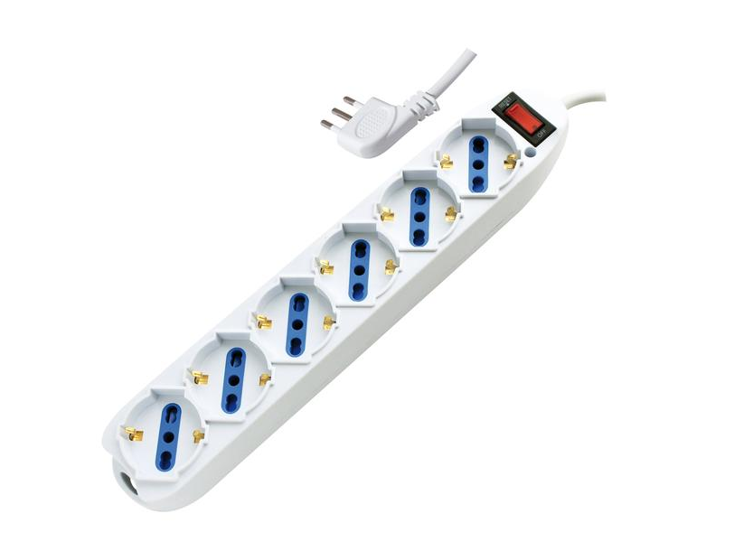 MULTIPRESA 6PR. SCHUKO/BIPASSO - SP.10A (2P+T) 90