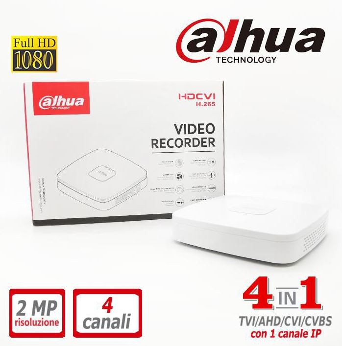 XVR4104C-X-WH DVR 4 CANALI 2MP 5 IN 1 + 1 CANALE IP DAHUA                                                               