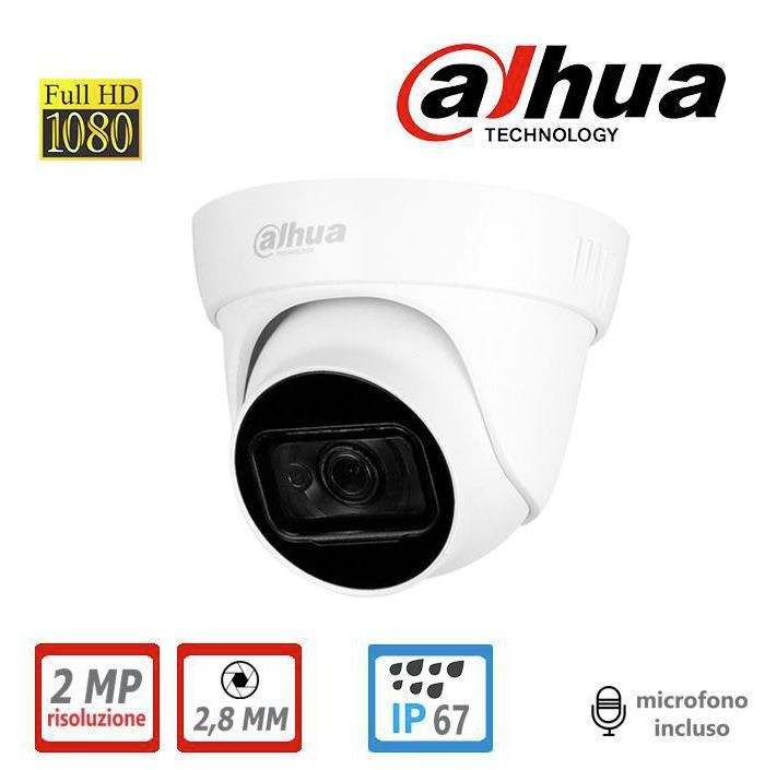 HAC-HDW1200TL-A DOME 2MPX DAHUA 2,8MM IR30 CON MICROFONO                                                                