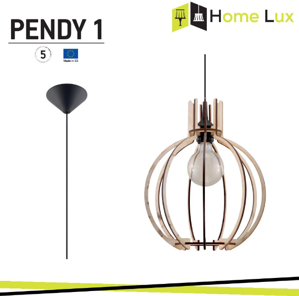 SOSPENSIONE Pendente pendy 1 e27 in legno