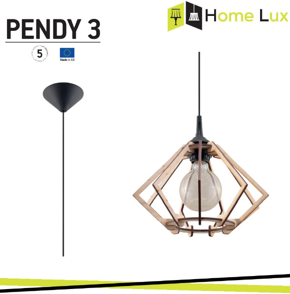 SOSPENSIONE Pendente pendy 3 e27 in legno