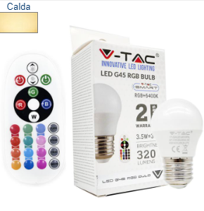 V-TAC Lampadina a led 3.5w e27 g45 rf control rgb + 3000k