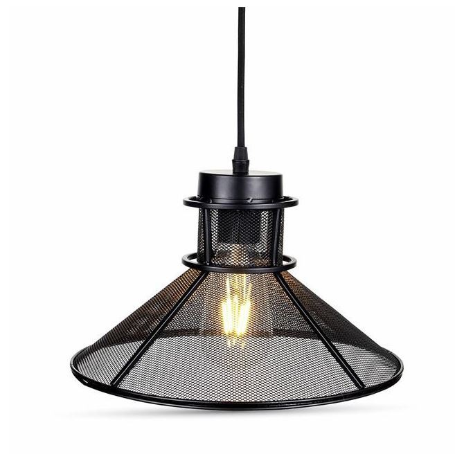 LAMPADARIO CON PORTALAMPADA NERO METALLO MAGLIA FORMA V                                                                                 