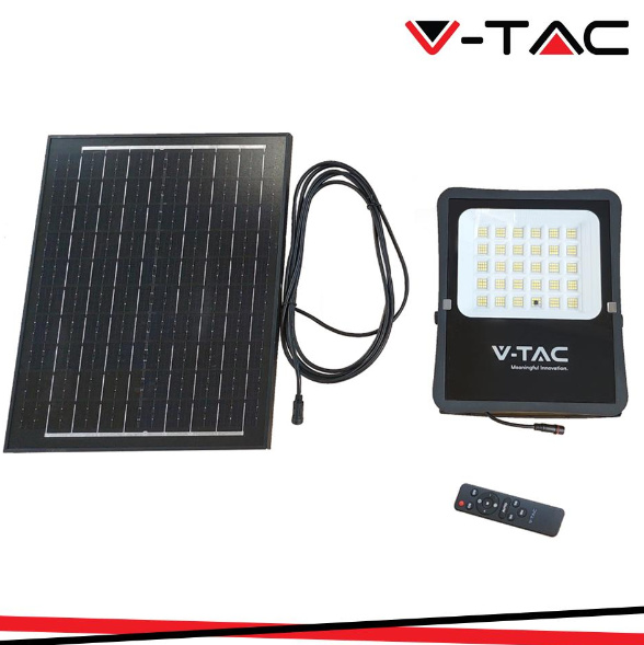 V-TAC FARO Proiettore solare 12w 6400k 1200lm equiv.50w 