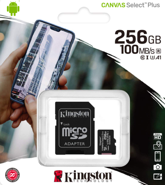 KINGSTON MICRO SD 256GB CL10 CANVAS SELECT PLUS SDCS2/256GB