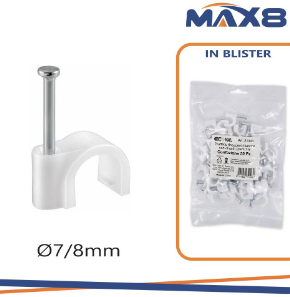 MAX8 Graffette fissacavo bianche c/chiodo diam.7/8mm