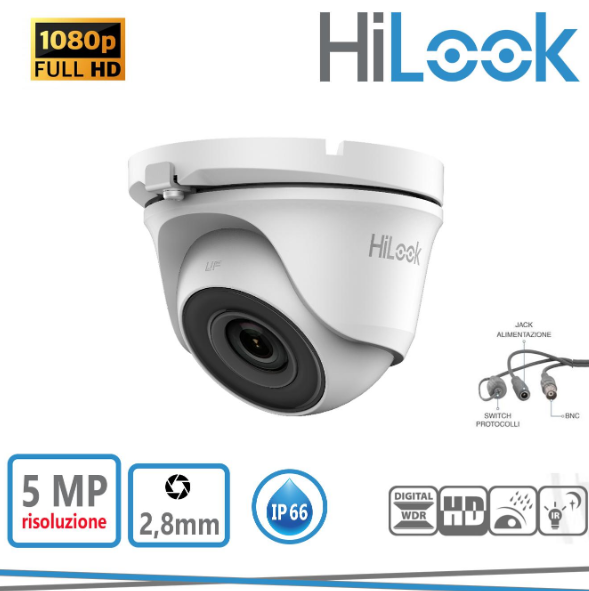 HILOOK Telecamera dome 5mp 2,8mm risoluzione 2560x1944 ir20 ip66