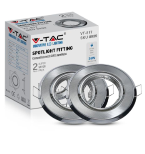 V-TAC Gu10 rotonda spotlight fitting satin nickle 2 pcs/box