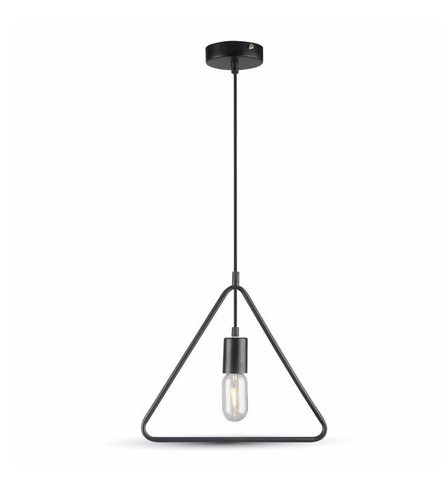LAMPADARIO CON PORTALAMPADA GEOMETRICO OPACA NERO TRIANGOLO                                                             