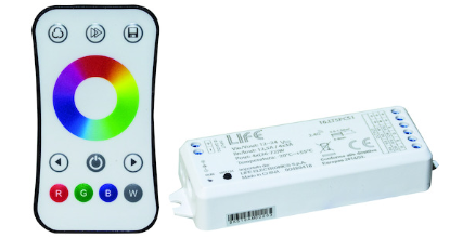 LIFE KIT RGBW, Radiocomando 1 zona RF2,4GHz con ricevitore 4CH*3A 12V(144W)/24V(288W) 