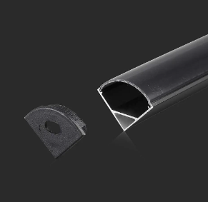 Kit di montaggio per strisce in alluminio con diffusore nero 2000x15.8x15.8mm