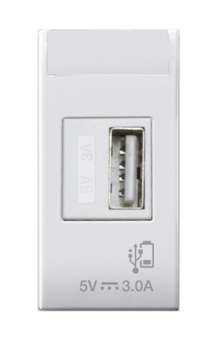 AVE Caricatore USB tipo A, Domus S44, colore RAL 9010, 3A alimentazione 240V