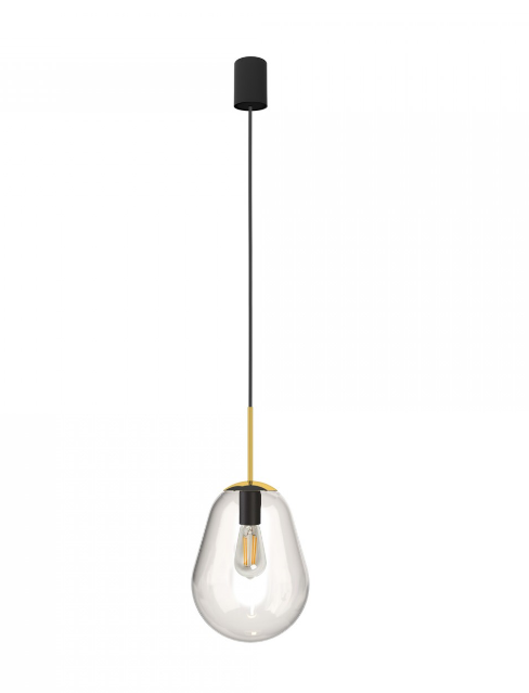 Nowodvorski Sospensione pear vetro s glass, steel brassowana