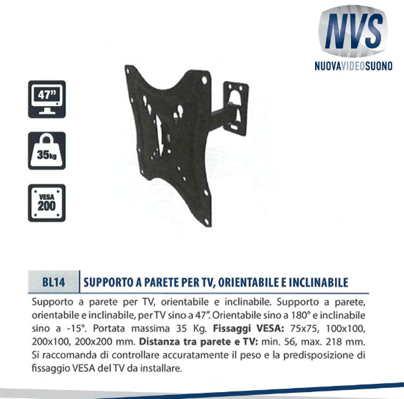Supporto a parete per tv finoa 47'' orientabile