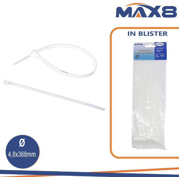 MAX8 Fascetta pa 6.6 4,8x368mm bianco