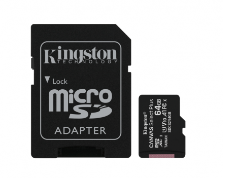 KINGSTON MICROSDHC 64GB SELECTPLUS UHS-I ADATT. CL10 100mb/s LET SDCS2/64GB