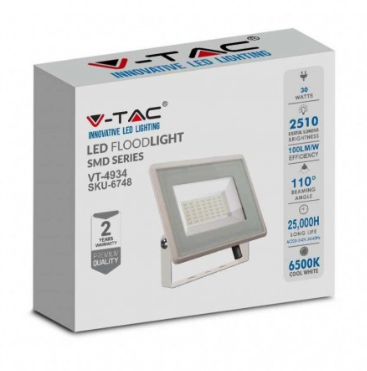 V-TAC VT-4934-W Faro led floodlight 30W SMD 85LM/W 110