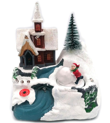 Giostrina Villaggio Natale Chiesa Scenario Natalizio