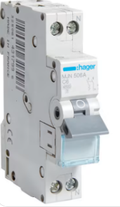 HAGER - HAGMJN506A INTERR. AUTOM.1P+N 6A 4.5KA C 1M