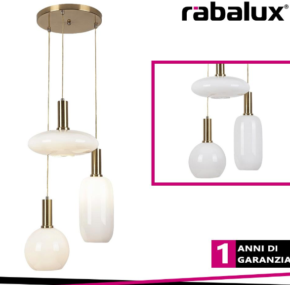 RABALUX Pendente sinopia 3xe27 gold/opal glass