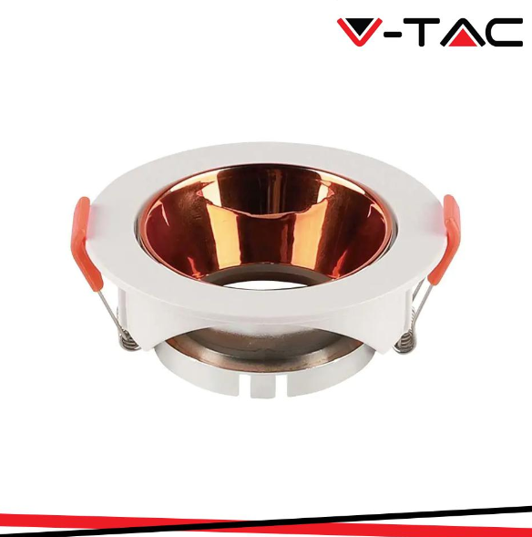V-TAC Gu10 porta faretto rotondo bianco con rose riflettore oro 