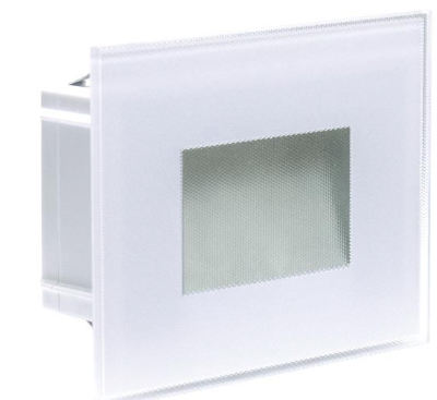 PUNTO LUCE SEGNA PASSO VETRO BIANCO, SCATOLA 503, IP65, 220Vac, 3,5W, 3000K-4000K-6000K