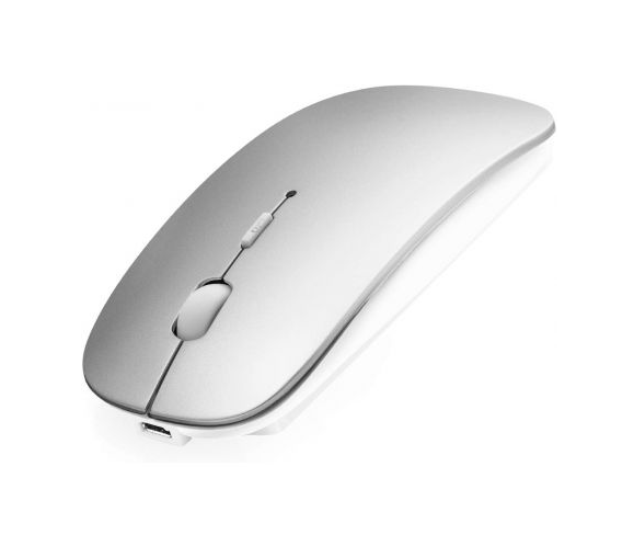 Mouse wireless grigio con batteria ricaricabile incorporata
