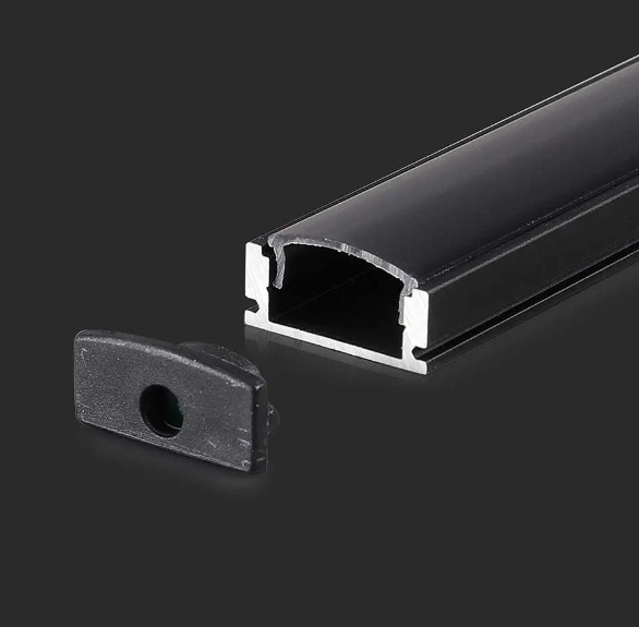 V-TAC Kit di montaggio per strisce in alluminio con diffusore nero 2000x17.4x7mm