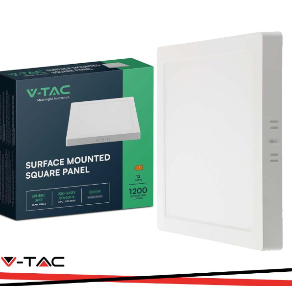V-TAC 12w led pannello per montaggio esterno quadrato 6500k