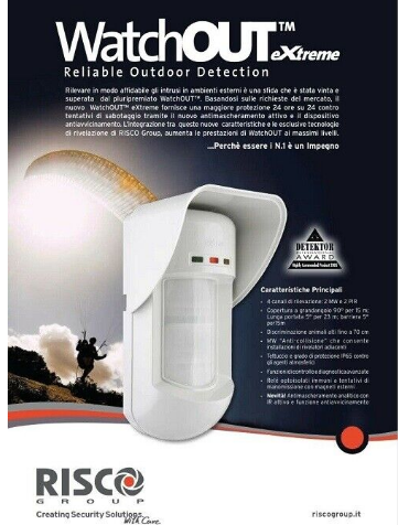 RIVELATORE RISCO SENSORE WatchOUT eXtreme Quadrupla Tecnologia Esterno RK315D