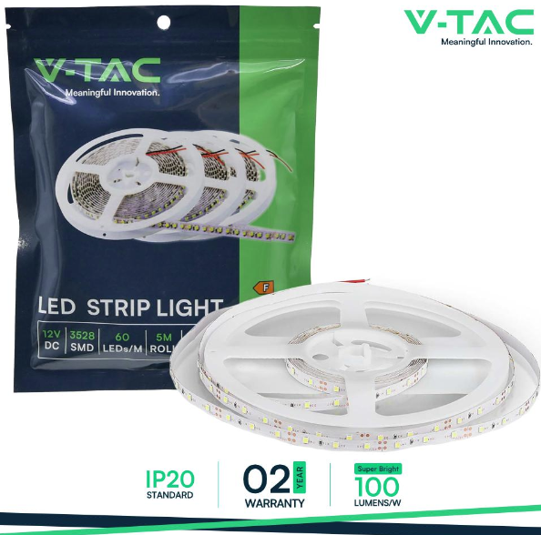 V-TAC Striscia led smd3528 60leds 6500k ip20