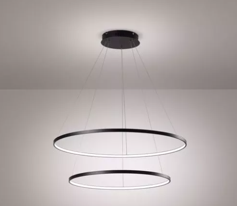 Sospensione ALURING tonda 2 anelli colore nero cm 60x80x150h LED 58w 3200k