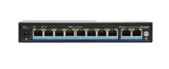 VULTECH Switch PoE+ (Unmanaged) 8 Porte 10/100 FE + 2 Porte Uplink 10/100/1000 GE